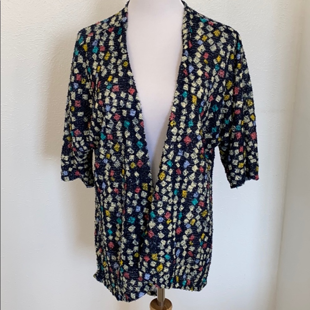 LuLaRoe Lindsay Kimono Small 0-8 Multicolor Geometric Open Front Cardigan
